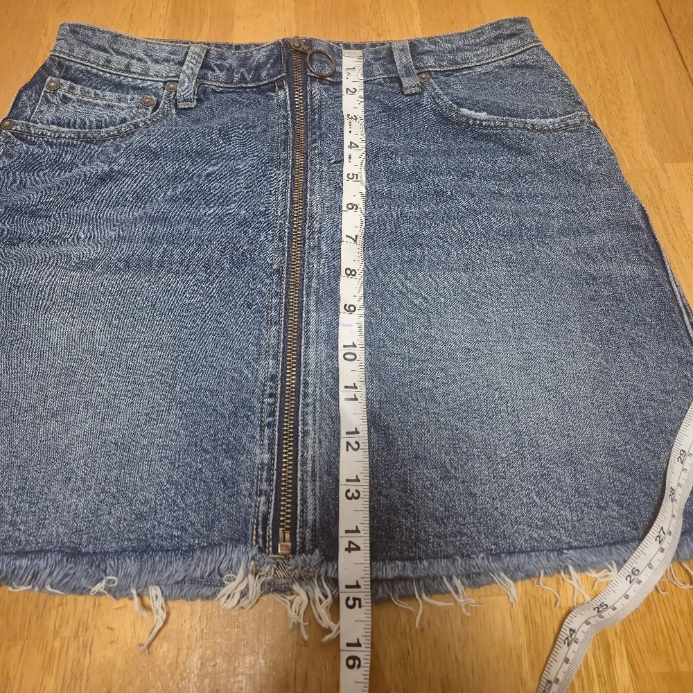 We The Free Blue Denim‎ Mini Skirt with Frayed Hem